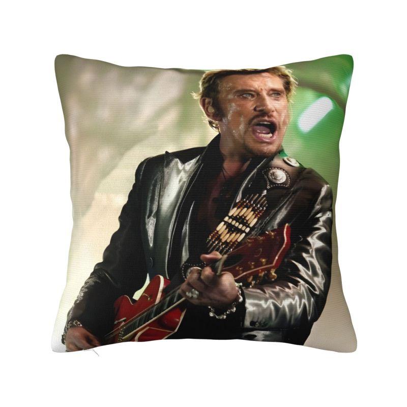 French Rock Music Johnny Hallyday Cushion Cover Polyester Throw Pillow Case Living Room Decoration Bedding Sofa Pillowcase