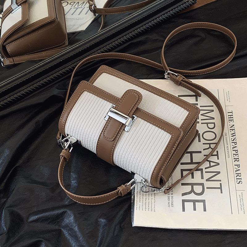 Einfache und modische gestreifte kleine quadratische Tasche Damen neue High-End vielseitige Handtasche Einzel-Schulter Umhängetasche
