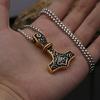 Viking Raytheon Hammer Triangle Rune Titanium Steel Pendant Retro Simple Men's Stainless Steel Necklace