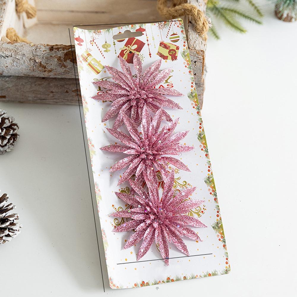 Glitter Artificial Christmas Flower DIY Xmas Decorative Flowers  HolidaySupplies