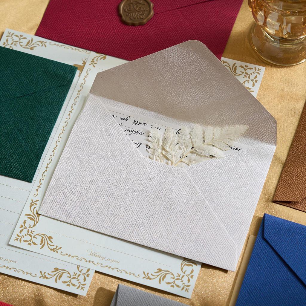 Chinese Retro Style Woven Pattern Envelope & Letter Set with Kraft Paper & Sealing Wax