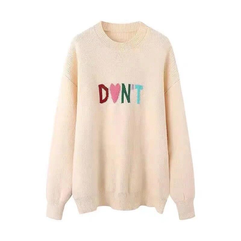 Осень-зима жаккардовый женский свитер студентка японский ленивый ветер корейская версия свободные универсальные теплые вязаные пуловеры One Size бежевый 2857₽