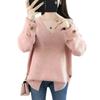 Autumn and Winter Women's V-neck Knitted Sweater Loose Button Solid Color Sweater for Women