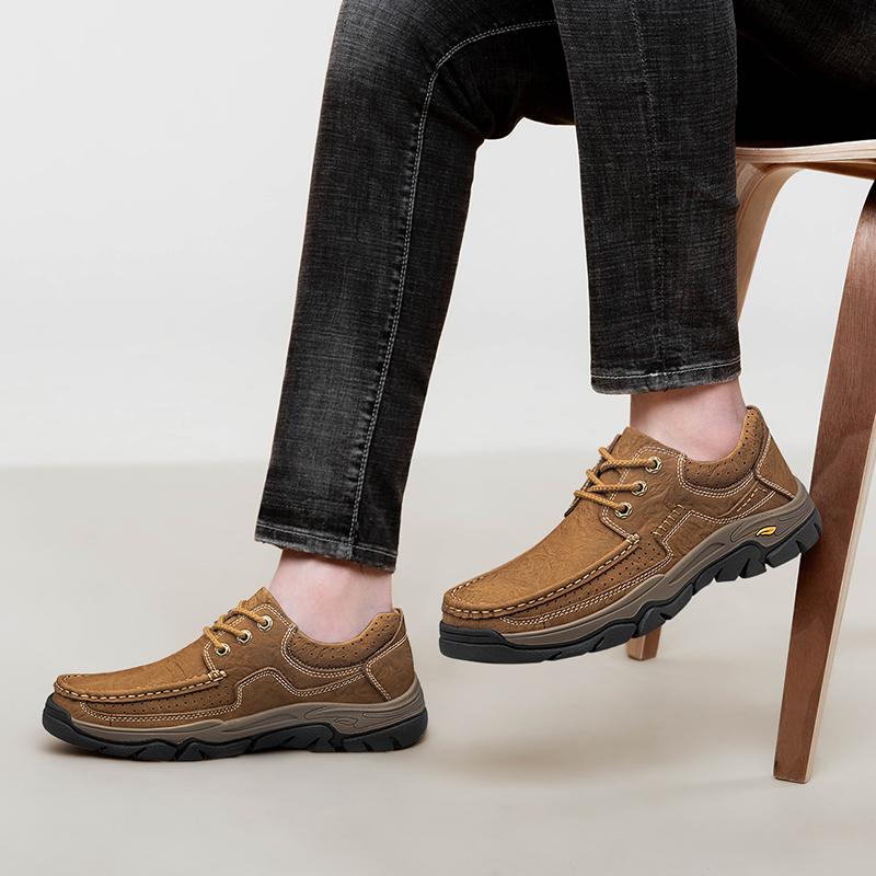 Fashion 2025 Genuine Leather Men's Casual Shoes Handmade Soft Cow Leather Thick Bottom Non-Slip Leisure Men Loafers Plus Size 37-49