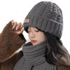 Thick Warm Wrap Hat & Scarf Warm Set Acrylic Blended Cashmer Keep Warm Cap  For Travel Outdoor