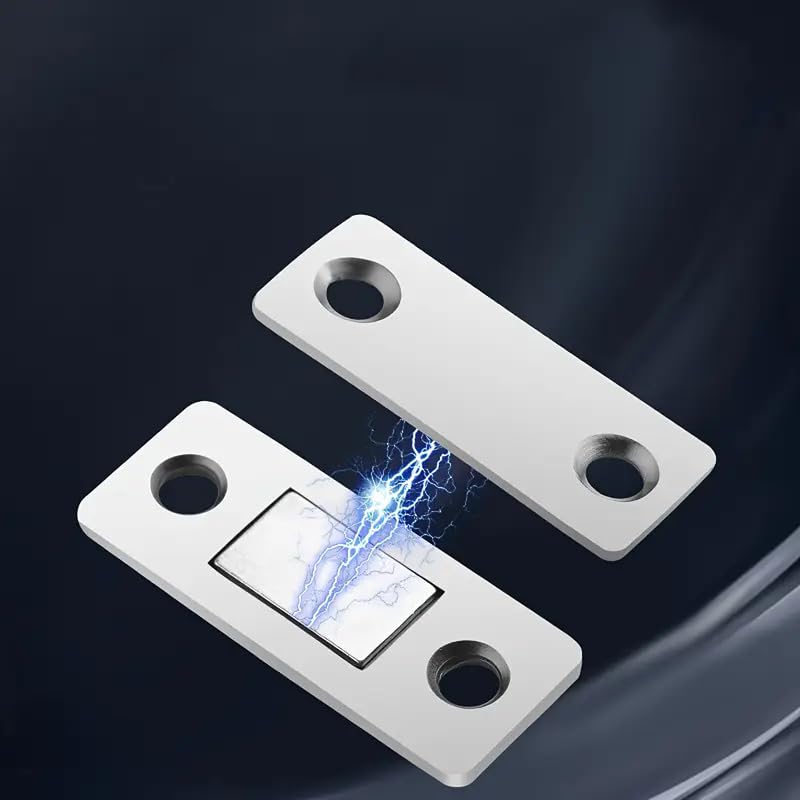 2 Pack Alloy Magnetic Door Catches Latch- Invisible Strong Adhesion, Drill-Free Mount, Seamless Release - Ideal for Cabinets, Wardrobes, Sliding Doors