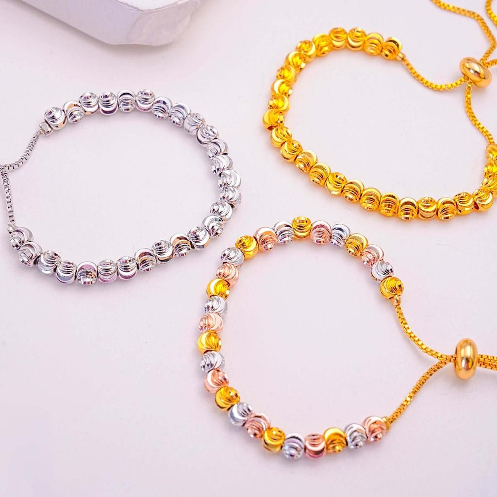 Gold-Plated Adjustable Watermelon Bead Bracelet: Versatile Ancient Charm