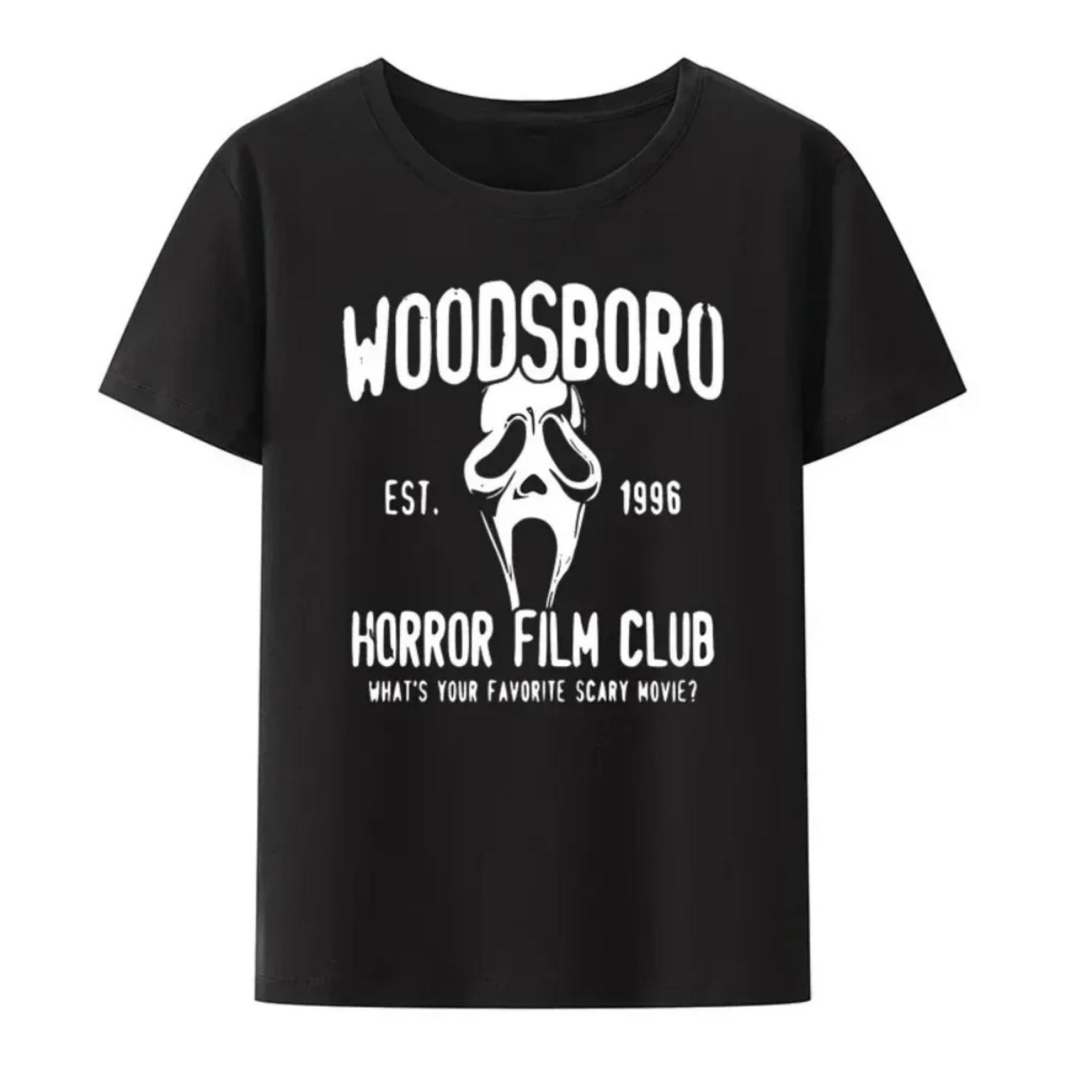 Давайте Посмотрим Страшные Фильмы Крик Хоррор Хэллоуин Футболка Новинка Смешные Графические Футболки Футболка Женская Популярные Готические Топы S