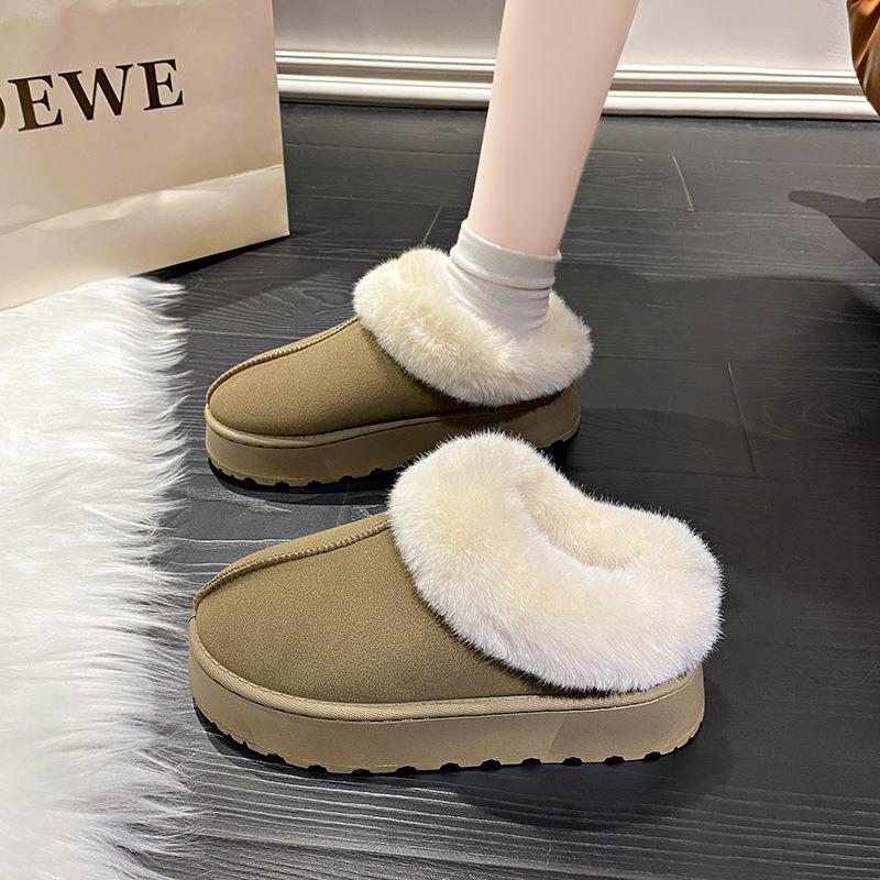 European and American Large-size Autumn and Winter New Thickened Warm Snow Boots for Women with Thick Soles and One Pedal of Fluffy Boots