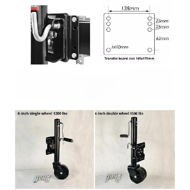 1500 Pounds Trailer Jack 6-inch Double Solid Guided Wheel Lift Trailer Legs Yacht Trailer RV Accessories with Bolt on Capacity
