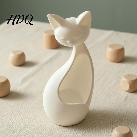 Matte White Ornaments for Entryway Minimalist Abstract Sleeping Cat Statue 3D Printed Hollow Ornament Lightweight PLA Home Decor Tabletop Decor Mini