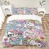 3pcs Colorful Hello Kitty Printed Bedding Set, Soft and Comfortable Quilt Cover for Bedroom, Guest Room (Not Included).W019