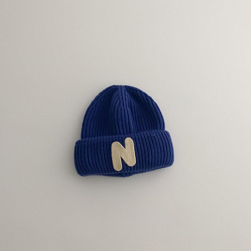 Korean Simple Letter P Logo Baby Knitted Wool Pullover Hat - Autumn & Winter Warm Melon Skin Baby Hat