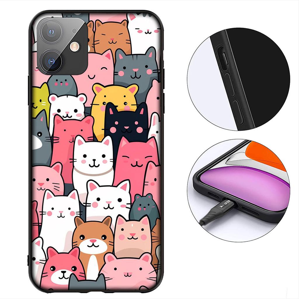 Anime Black Meow Kitten Cat Phone Case for Motorola Moto Edge 50 30 Fusion 40 NEO Ultra Pro G22 G23 G20 G35 G84 G13 G53 Cover