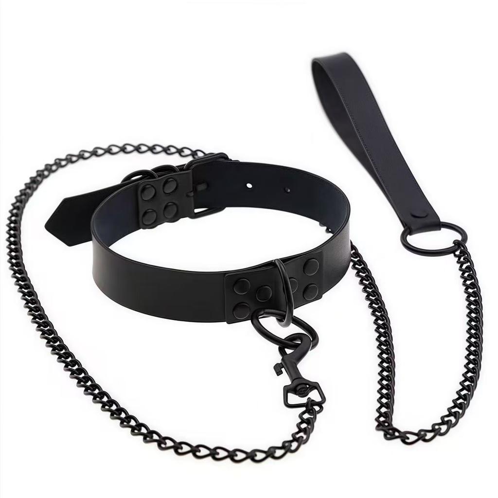 Gothic style leather sex collar SM binding props couple training instruments adult sex products