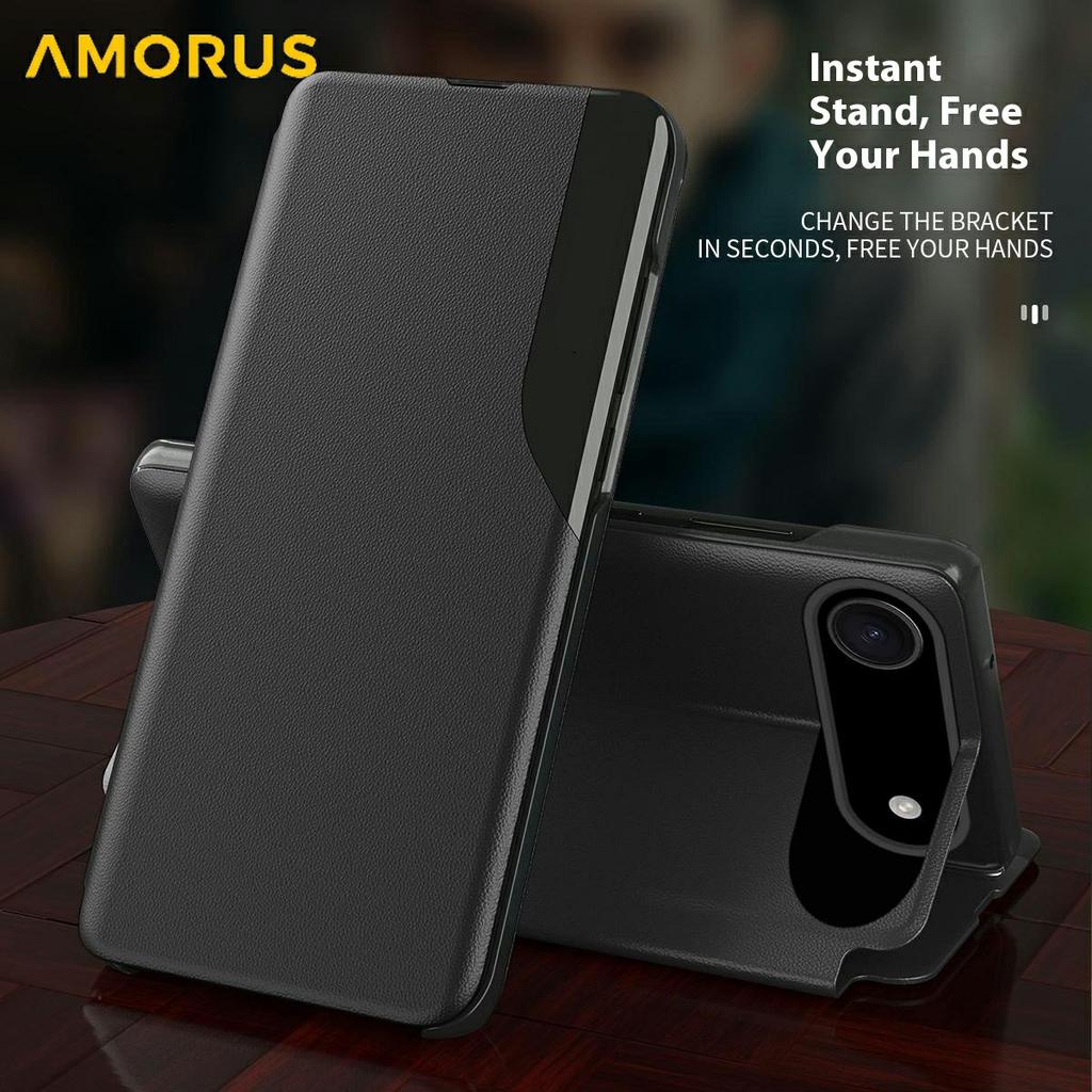 AMORUS For iPhone 17 Air Case Folio Flip Stand PU Leather Phone Cover