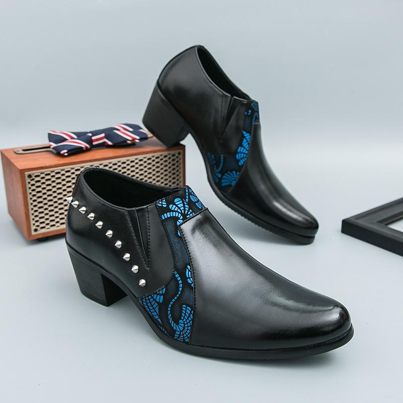 Men's Business Leather Shoes 46 Large Size New Casual Leather Shoes Fashionable Men's Height-increasing Dress Shoes Retro Leather Shoes