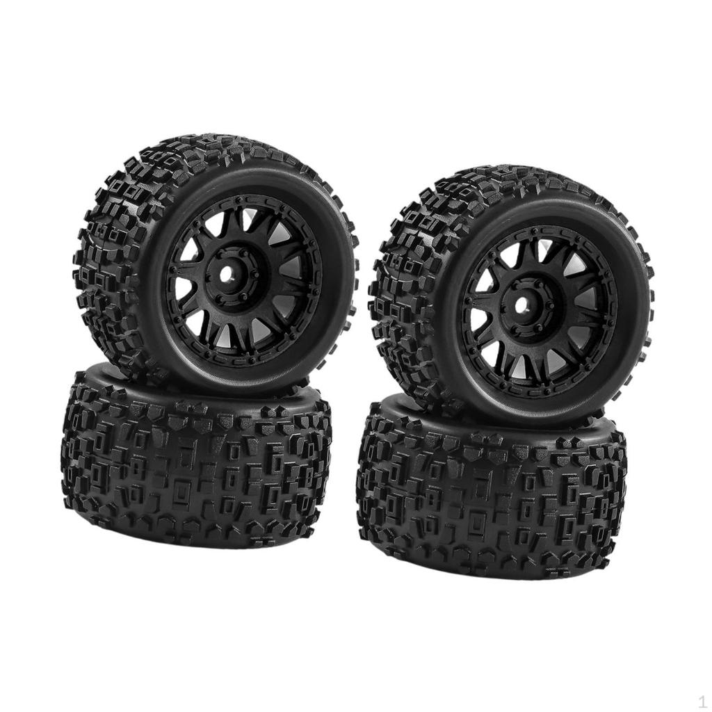 4 Pieces 1/18 RC Car Wheels and Tires Accessories Portable, Sturdy Easy to Install Direct Replaces,