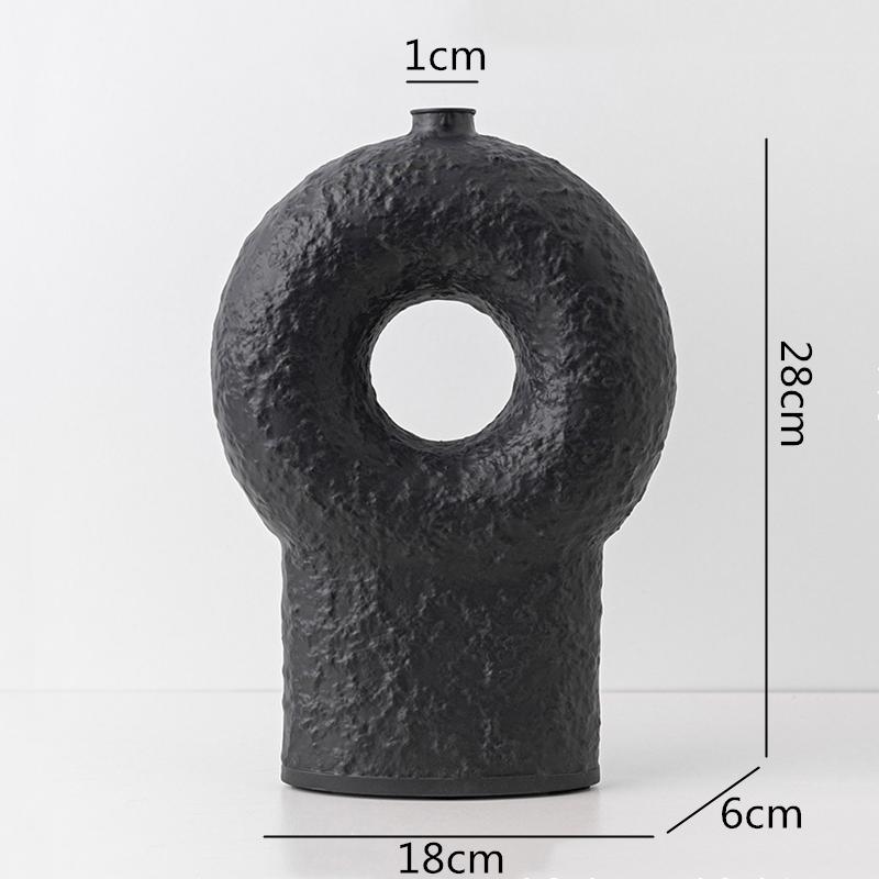 Ceramiczny Wazon Geometria Koło Czarno-Biała Tekstura Abstrakcyjny Kwiatowy Rękodzieło Ozdoby Nowoczesna Dekoracja Domu Wazon na Kwiaty