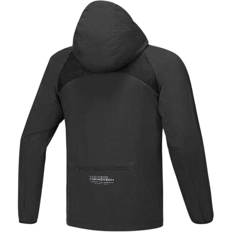 Skechers Quick-Drying Comfortable Zip-Up Long Sleeve Hooded Jacket Unisex jackets Carbon-Black P225U071-0018