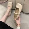 Round Head Doudou Shoes Women's Soft Sole Spring and Summer 2025 New One-word Buckle Gentle Evening Flat Bottom Fairy Shallow Mouth Single Shoes
