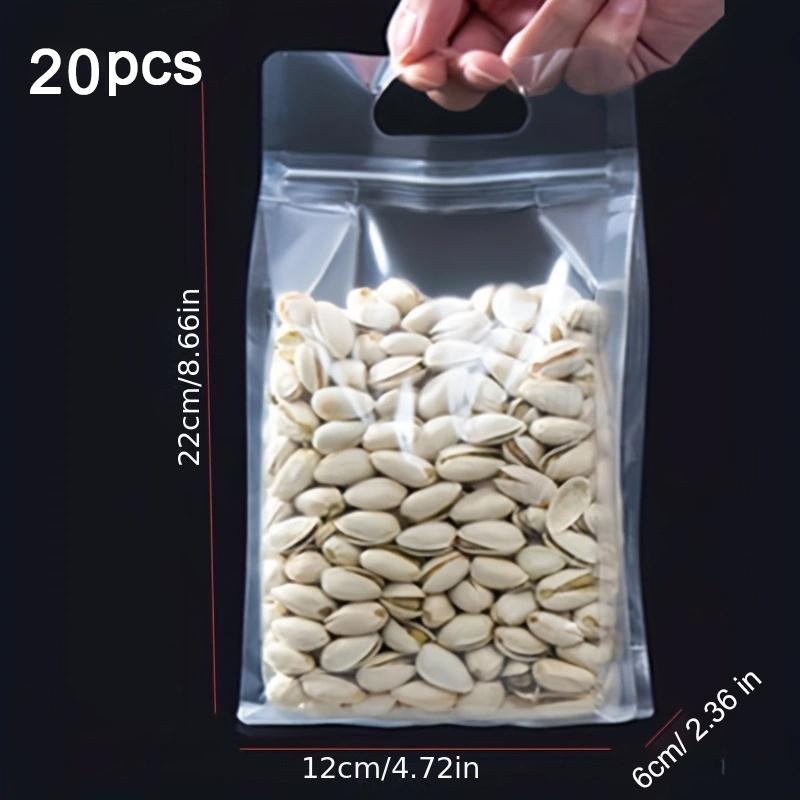 

10/20 шт./набор Прозрачный пластиковый пакет с ручкой на молнии Пакеты для упаковки продуктов, орехов, конфет, снеков, Многоразовые бытовые запечатанные пакеты