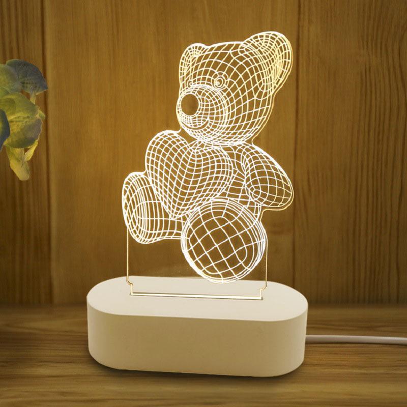 3D Acrylic Night Light: Creative Three-Color Table Lamp for Bedroom and Gifts