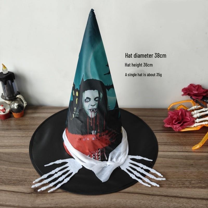 Halloween Witch Hat with Silver Buckle & Gauze - Kids & Adults Costume Accessory