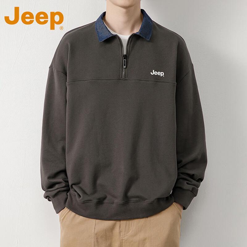 JEEP Men's Half-Zip Polo Long-Sleeve Sweatshirt