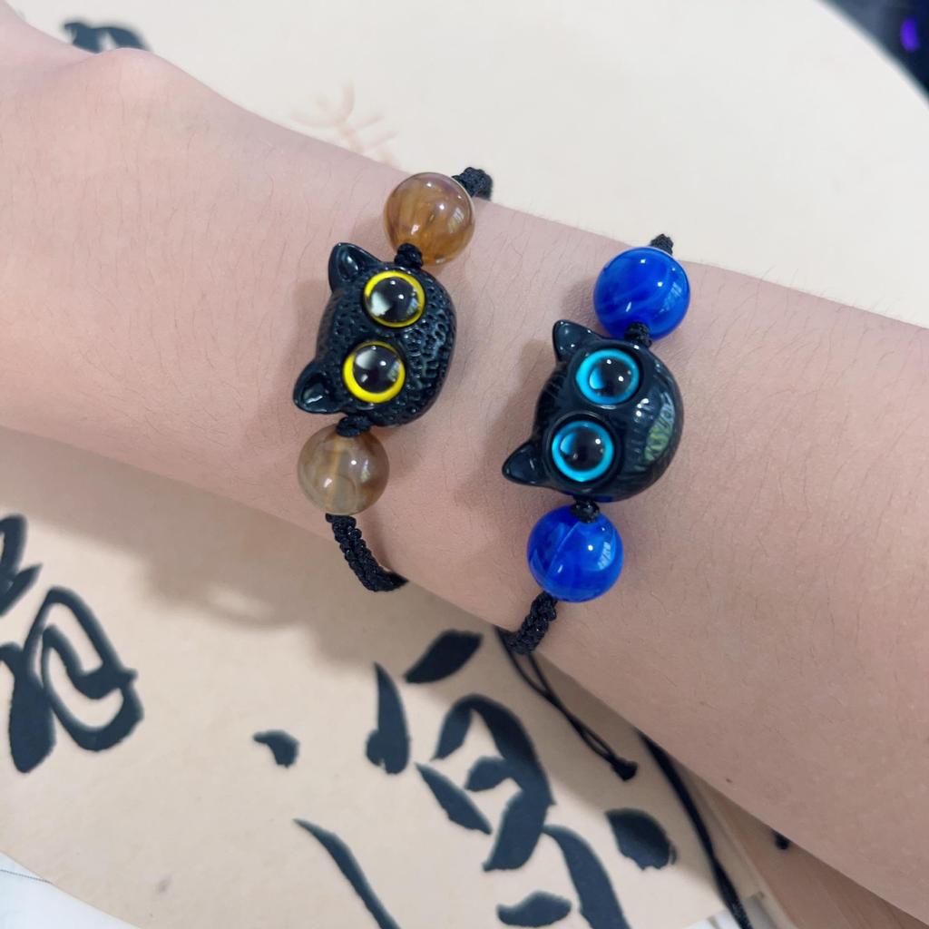 Sweet Meow Niche Design Black Sandalwood Kitten Bracelet - Perfect Couple Gift for Besties