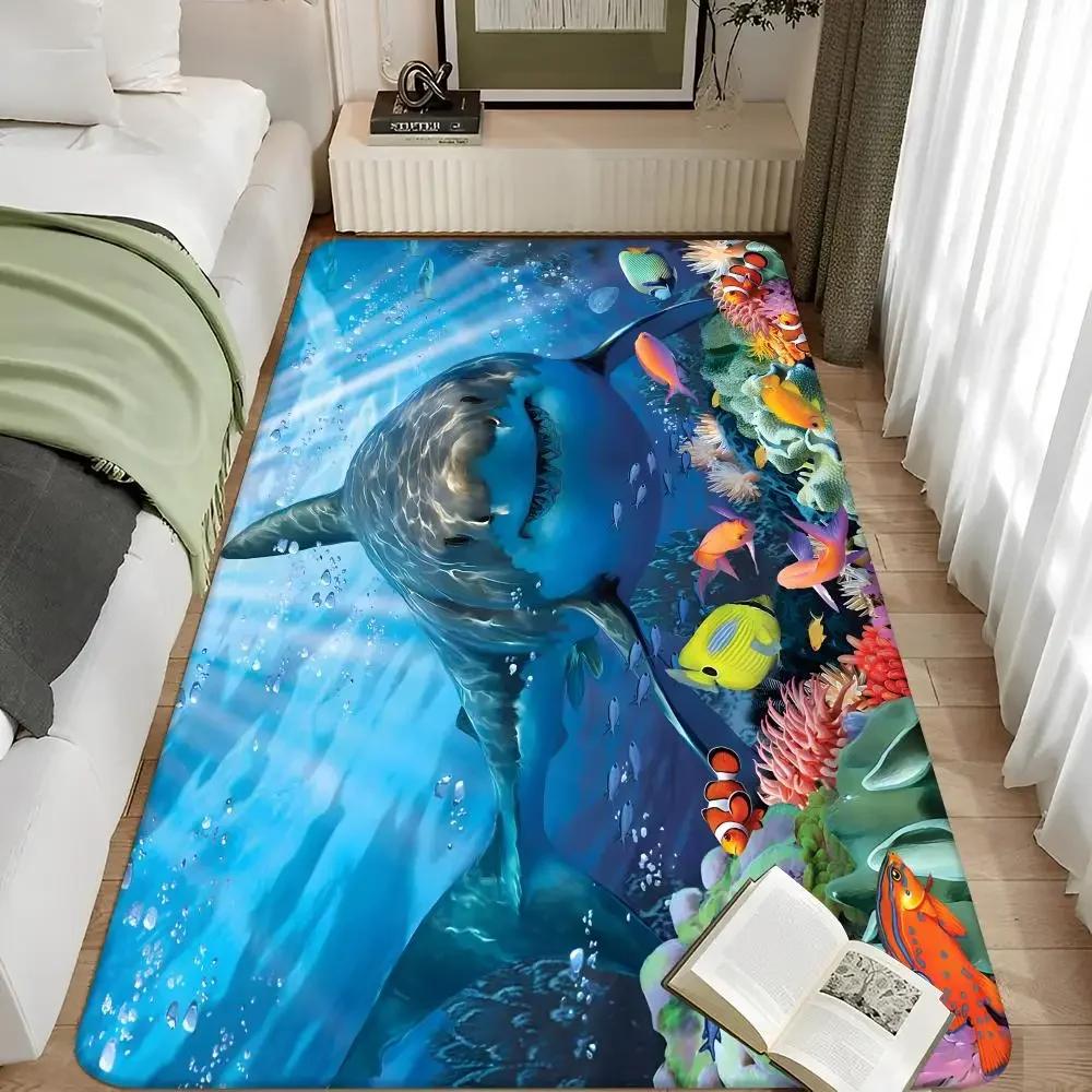 Mořská zvířata Oceánský svět Žraločí oblast Podložka na podlahu Koupelnová rohožka Severský styl Domácí rohožka Rohožky do koupelny a na toaletu Ložnice Vstupní rohožka