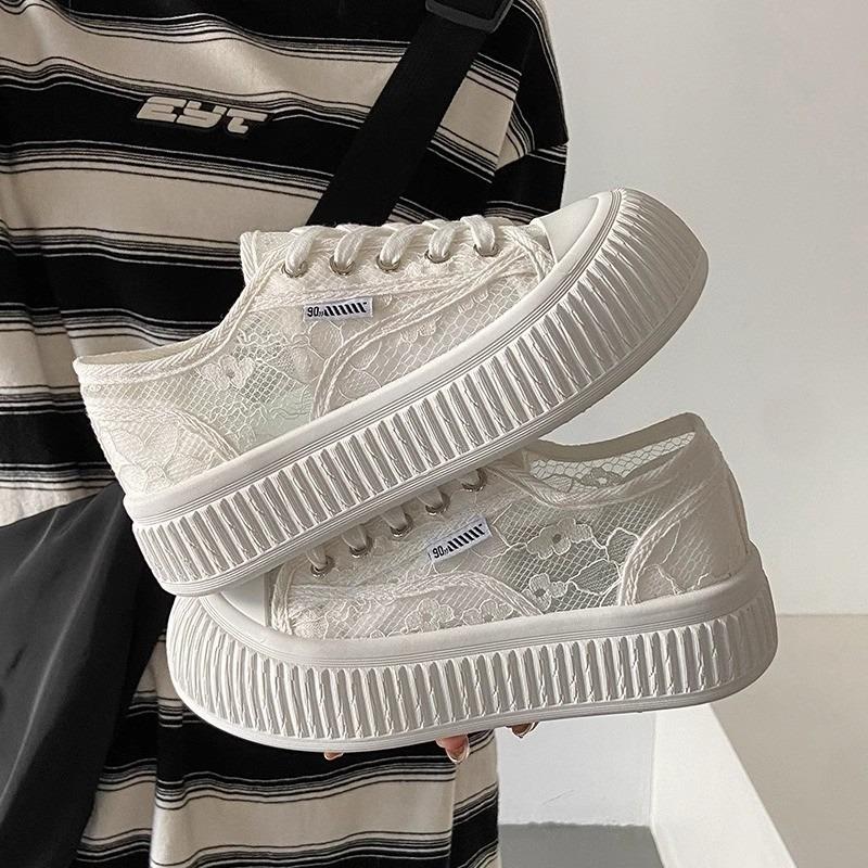 

Сетчатые туфли на толстой подошве, женские, весна и осень, новые универсальные студенческие туфли из полого холста, сетчатые дышащие туфли 40