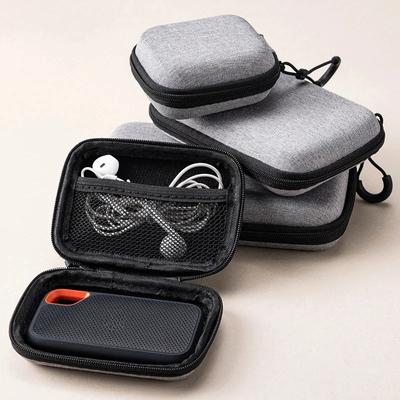 Mini-Aufbewahrungstasche für digitale Produkte, grau, tragbar, für Kopfhörer, USB-Datenkabel, Ladegerät, U-Stick, Aufbewahrungstasche, stoßfeste Schutzhülle