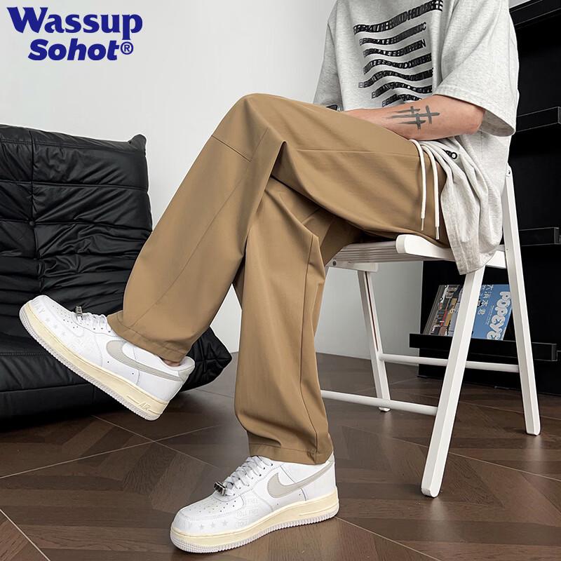 Wassup Sohot Men s Ice Silk Straight-Leg Cargo Pants 2XL