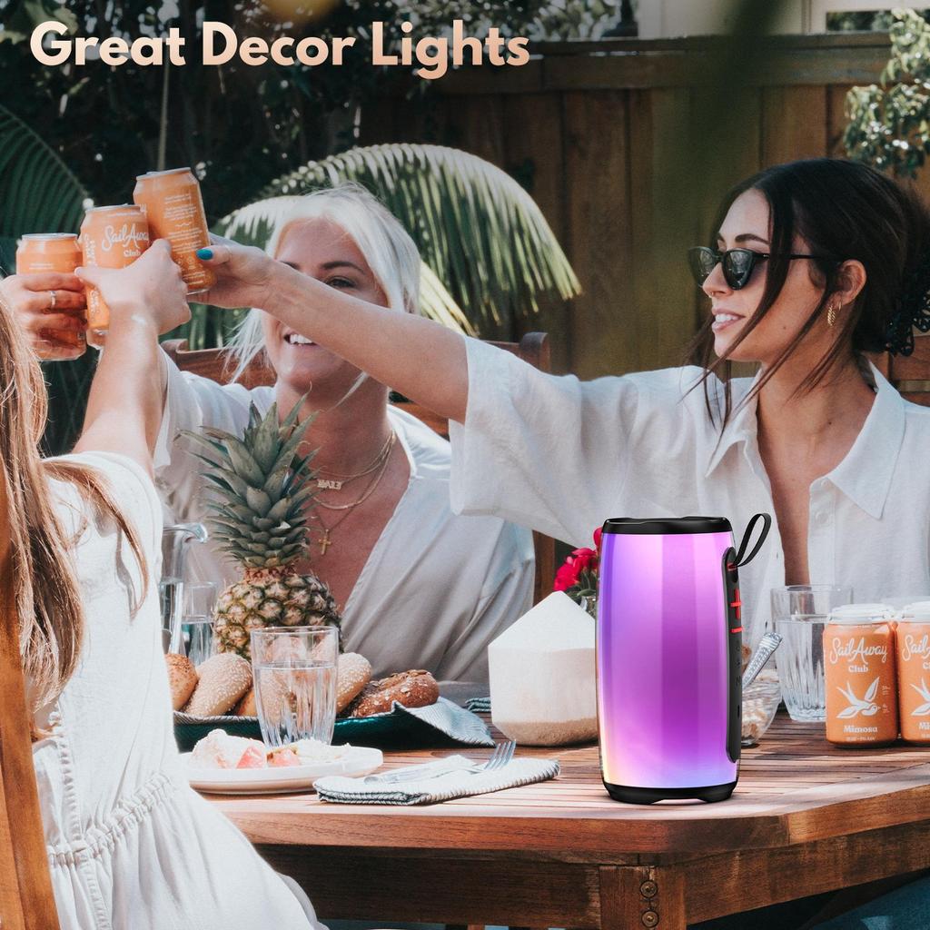 Speaker with Mic System for Singing, Portable Bluetooth Speakers with Dazzling Light and 2 Wireless Microphones for Adults, Mini Karaoke Set for Home
