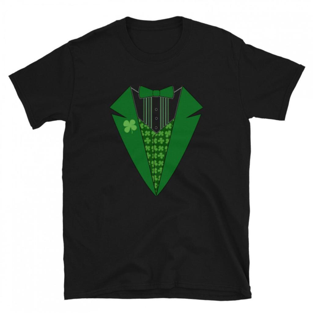 T-shirt Graphique Smoking de la Saint-Patrick Imprimé Trèfle Irlandais Drôle Décontracté Manches Courtes Unisexe