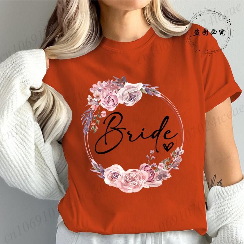 Bachelorette Party Print Bridal TShirt Short Sleeve Tshirt Casual Bridesmaid Tops Womens Clothing Fashion Casual TShirt T02