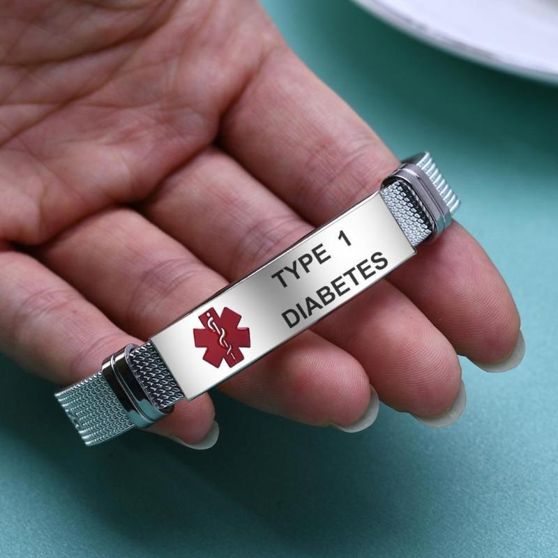 Stainless Steel Medical Alarm Bracelets Adjustable Wristband Emergency Medical Bracelets Medical Alert IDs Bracelet