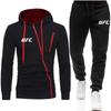 Conjunto Esportivo de Moletom com Capuz e Calça Jogger UFC Masculino com Zíper Oblíquo