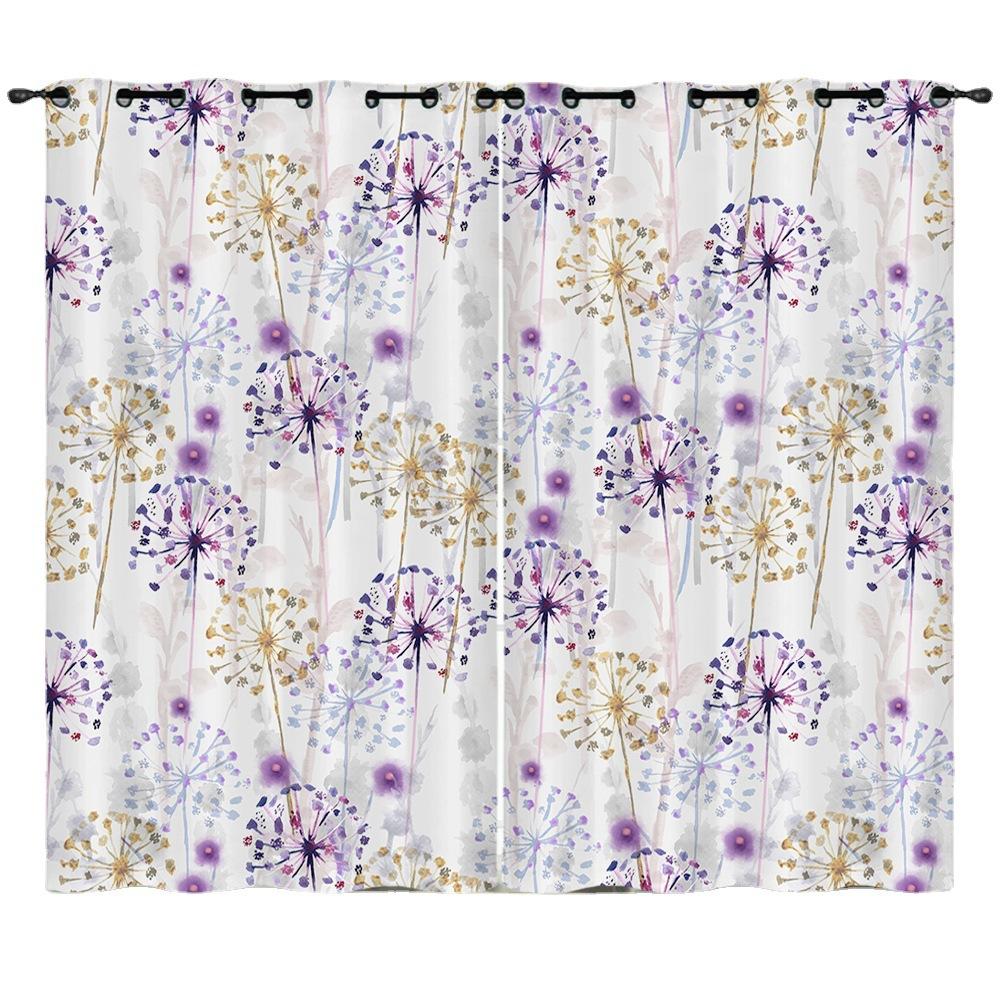 Curtains Simple Pastoral Dandelion 3D Digital Printing Blackout Curtain Punching