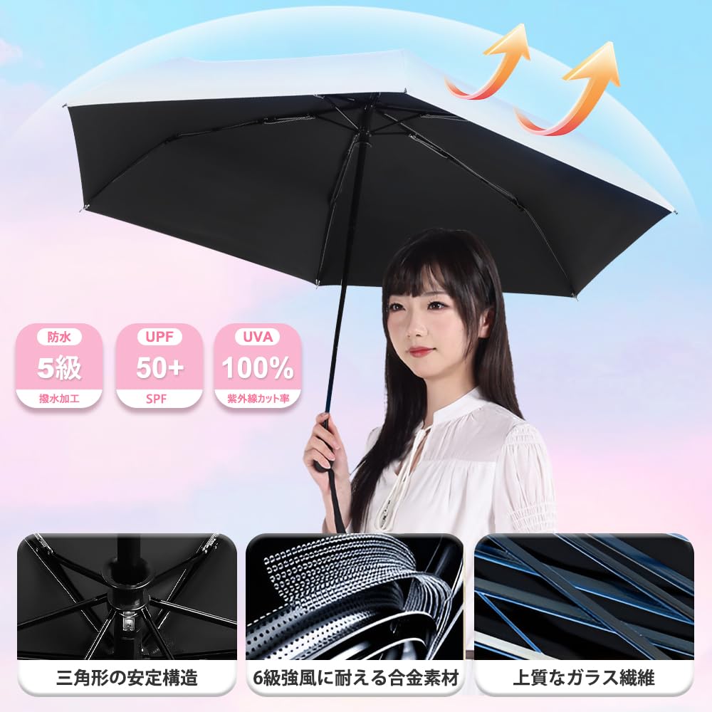 Folding parasol JIS Safe automatic folding light heat folding UV folding for both sunny and rainy rainy season wind water compact and convenient to