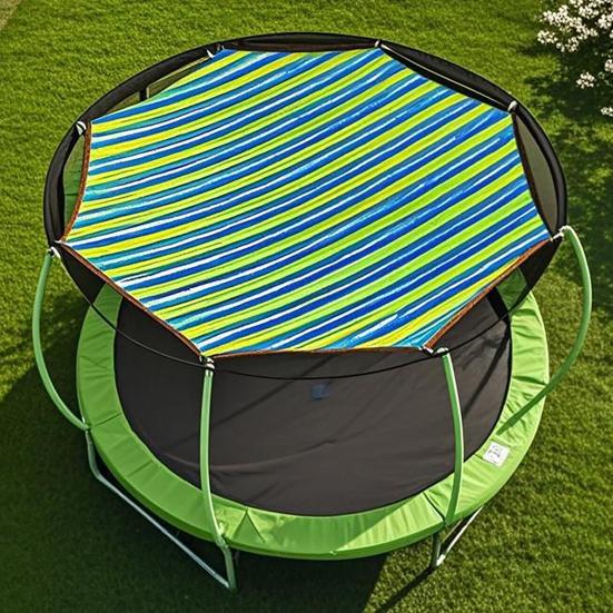 6/8/10/12/14/15/16-Feet Trampoline Sunshade Cover UV Resistant Waterproof Weather-resistant 6-12 Poles Trampoline Canopy Sun Protection Top Cover