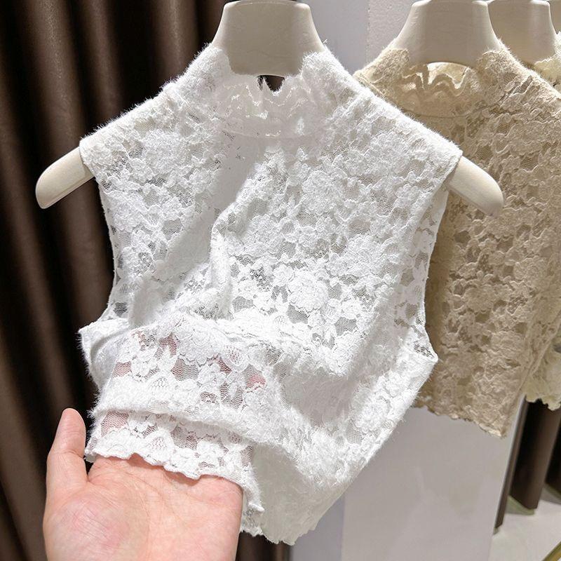 Brushed Lace Sleeveless Vest Women's Spring and Autumn Fake Collar New Inner Layering Shirt
