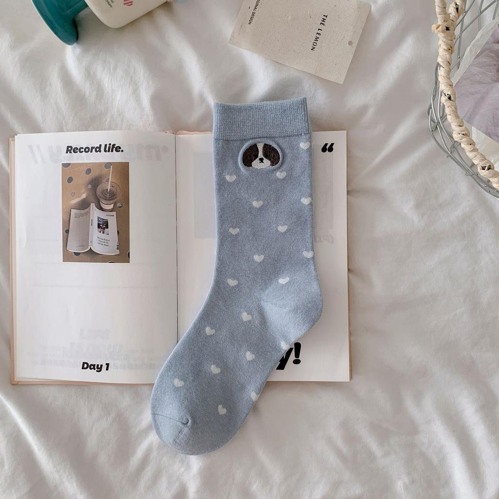 Cartoon animal socks women's autumn flocking tube socks college wind stacking socks boneless socks