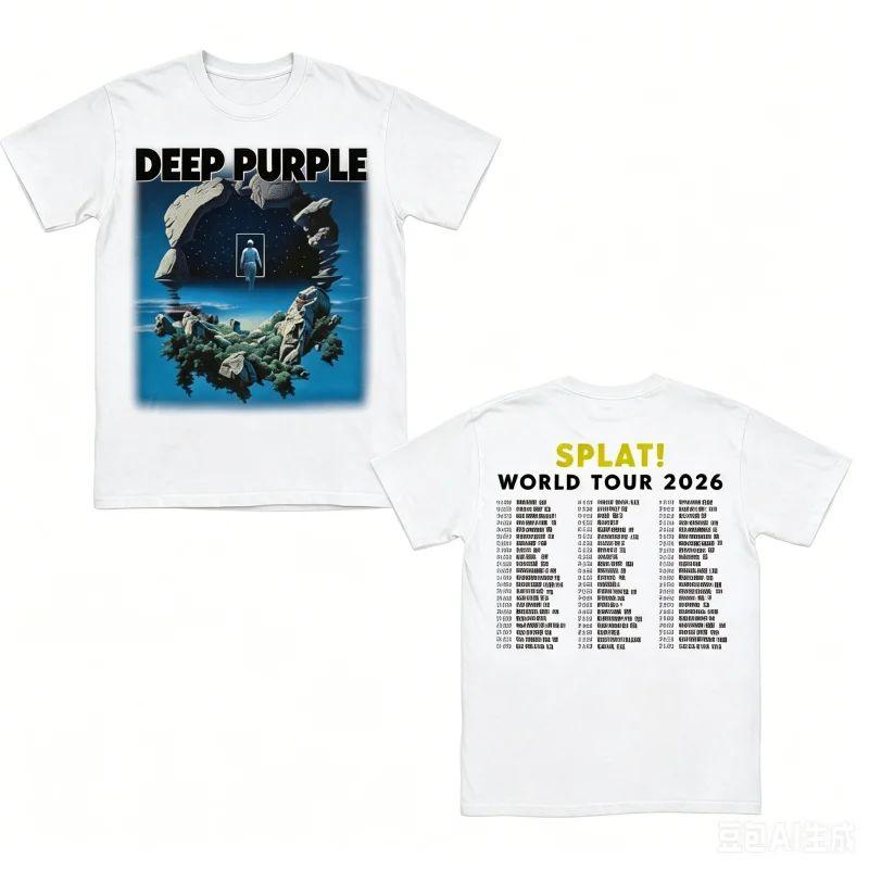 SPLAT! della Band Deep Purple T-shirt Stampata WORLD TOUR 2026 Unisex Uomo Donna T-shirt Y2k Popolare Casual Esclusiva Maglietta per Fan