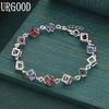 Fashion AAA Zircon 925 Sterling Silver Square Bracelet Gift Jewelry