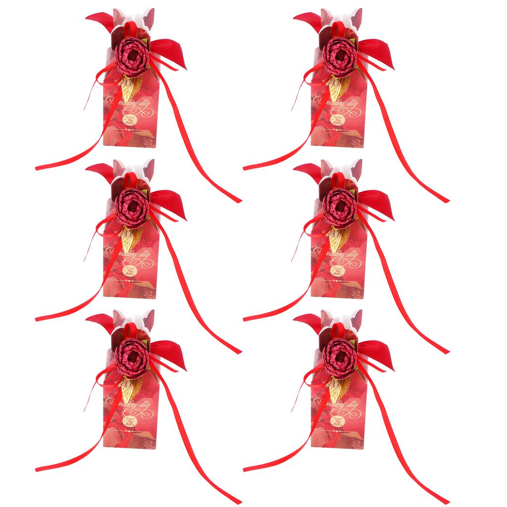 10 Set Candy Boxes Wedding Birthday Party Favor Gift Box with Ribbons DecorationRetro Flower Pattern