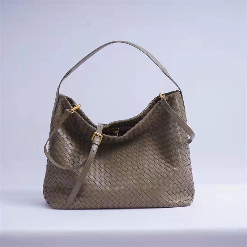 2025 New Fashionable Leather Tote Bag+large Capacity Handbag+sheepskin Woven Multifunctional Shoulder Bag
