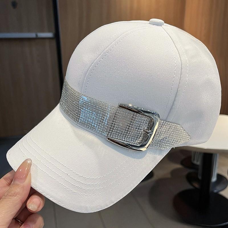 Casual Baseball Cap With Rhinestone Embellishments And Sun Protection For Spring Summer Wear