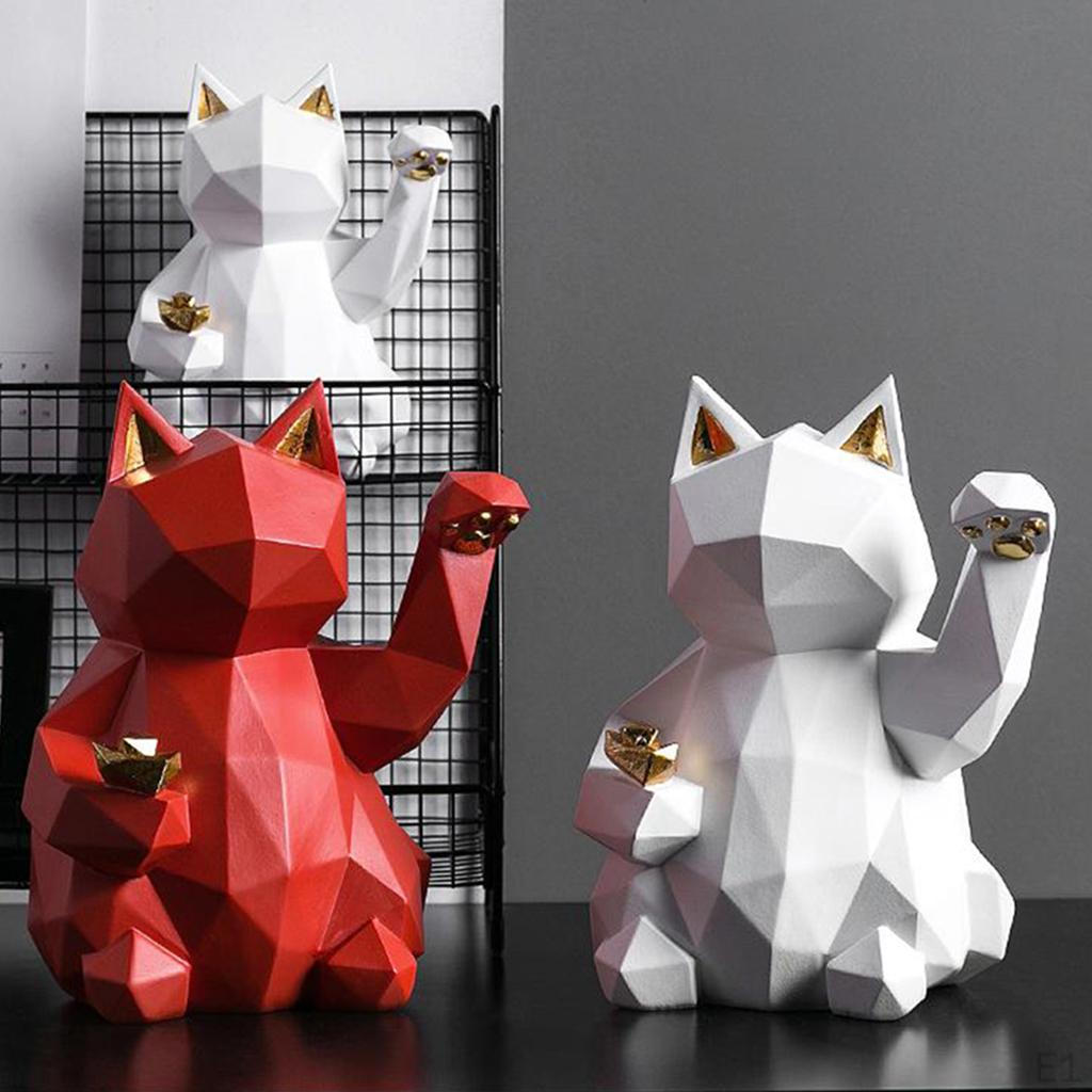 Figurine Wealth Kitten Shelf Bookcase Tabletop Ornaments 24.5x18.5x13cm Nordic Birthday